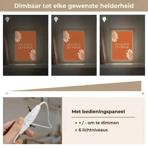 Oranje - Wijntje - Quote Light Box met kabel (Wandlamp) klein -USP_dimbaarNL
