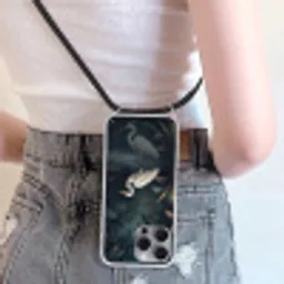 Reiger - Water - Natuur - Modern - Wit Hoesje iPhone 16 Pro Max met koord klein -sfeer5