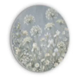 Bloemen - Botanisch - Blauw Akoestische PET Vilt - Rond klein -3d