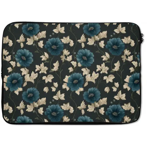 Botanisch - Bloemen - Blauw laptophoes neopreen klein 279 -zkaufland3dotto