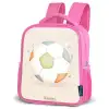 Voetbal in beige pastel kleuren Kinderrugzak - Roze middel -schuin