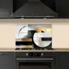 Abstract - Goud - Zilver - Vormen - Aesthetic keuken achterwand spatscherm klein -sfeer1