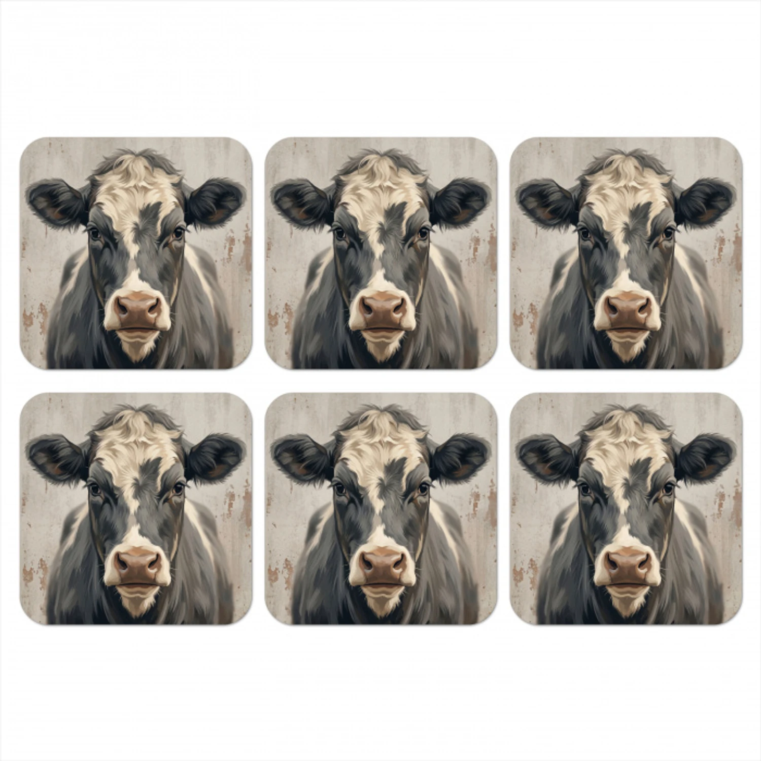 Koe - Portret - Dieren - Modern onderzetter kurk middel -3d
