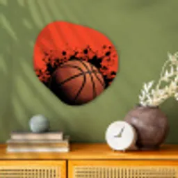 Basketbal - Verf - Sport - Oranje Wandcirkel Organisch Forex 3mm klein -sfeer2