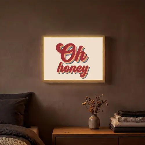 Oh honey - Rood - Schaduw Light Box met batterij (Wandlamp) middel -sfeer4