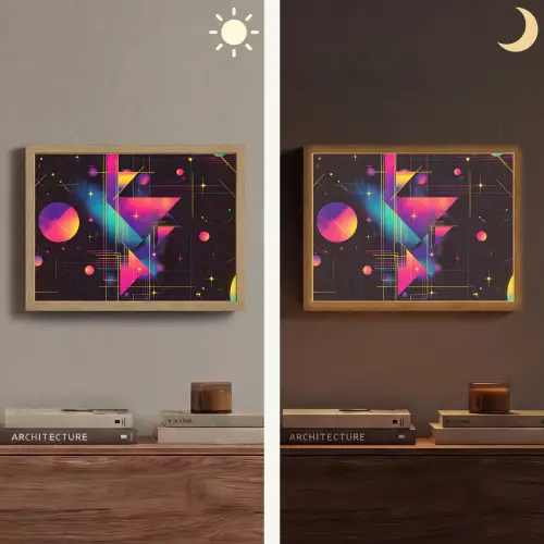 Driehoeken - Cirkels - Abstract - Sterren Light Box met batterij (Wandlamp) middel -sfeer3