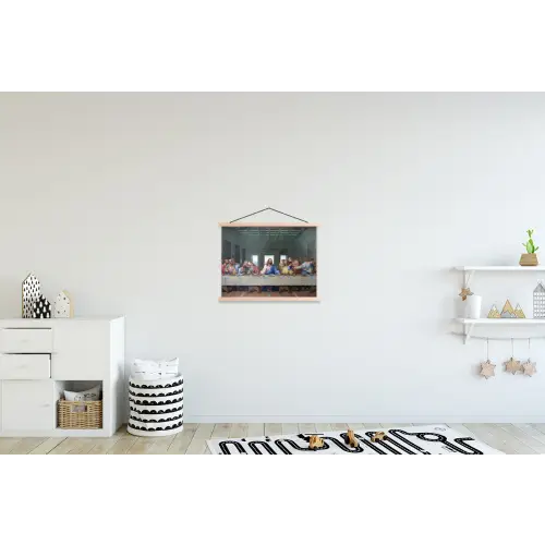 Het laatste avondmaal - Leonardo da Vinci textielposter latten blank klein -kinderkamer