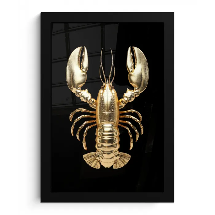 Kreeft - Goud - Textuur - Zwart fotolijst zwart zonder passe partout klein -3d