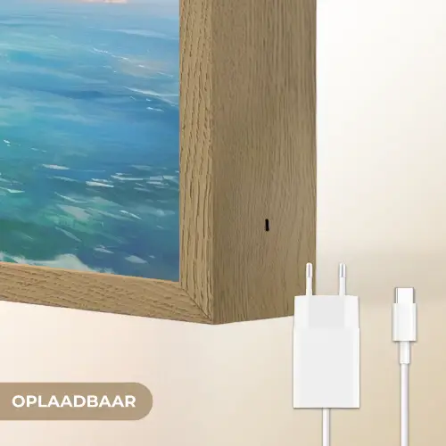 Zeilboot - Rotsen - Kust - Huizen Light Box met batterij (Wandlamp) middel -USP_websiteoplaadbaarNL
