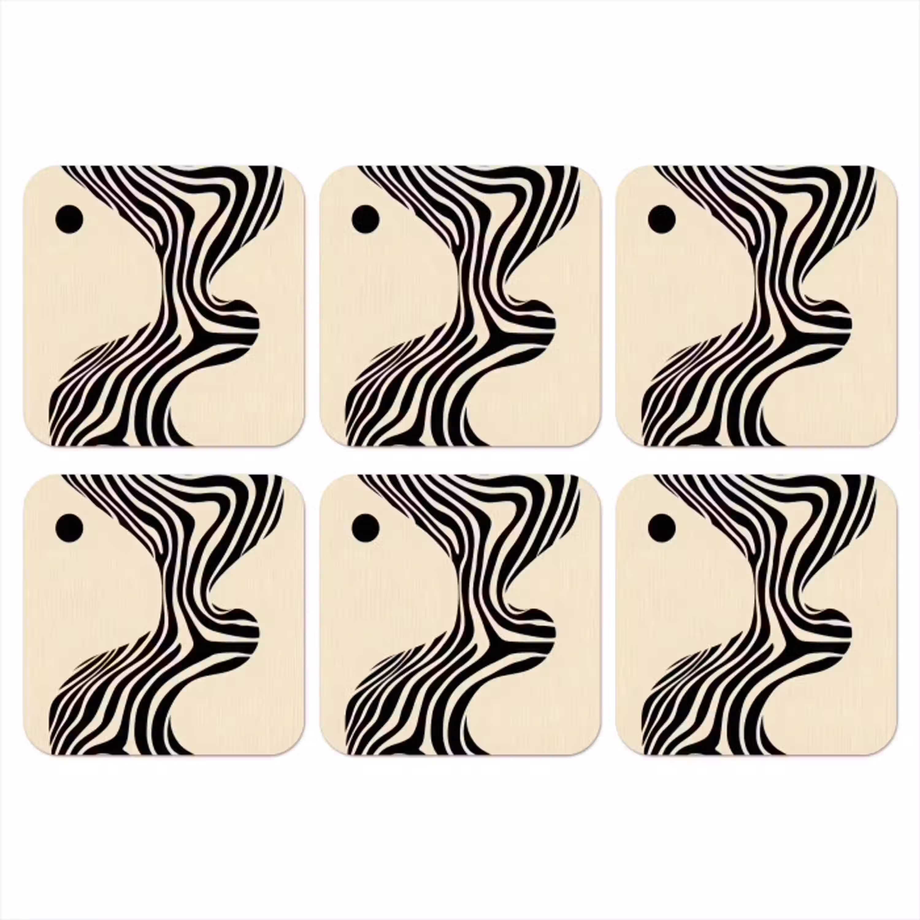 Beige - Lijnen - Golvend -  Abstract onderzetter kurk middel -3d