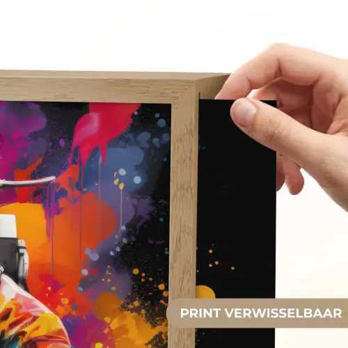 Astronaut - Graffiti - Zwart - Kleuren Light Box met batterij (Wandlamp) middel -USP_websiteprintNL