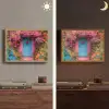 Bloemen - Deur - Roze Light Box met batterij (Wandlamp) middel -sfeer3