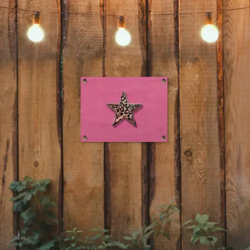 Ster - Luipaard - Print - Roze tuinposter los doek klein -sfeer1