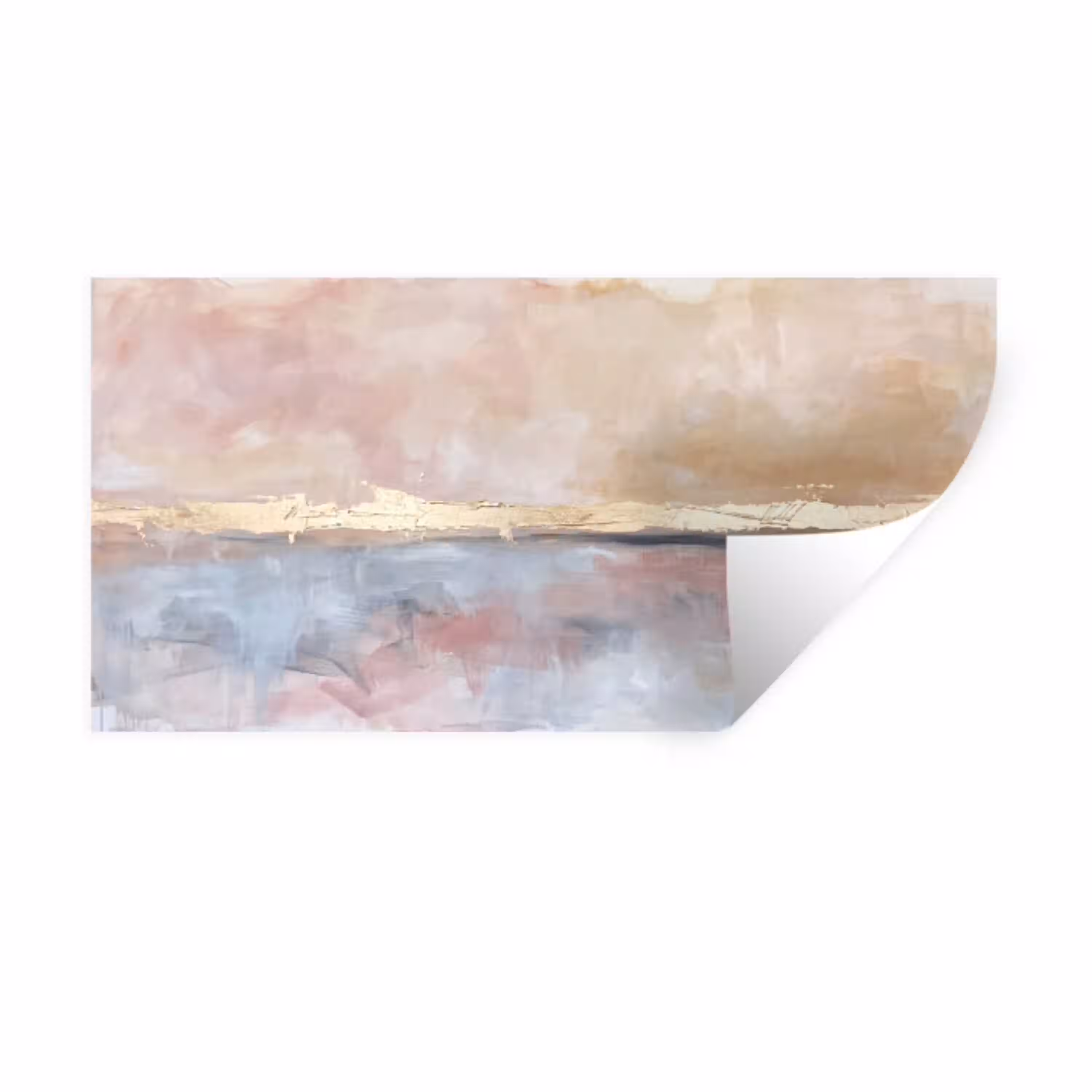 Abstract - Horizontaal - Kunst - Roze - Goud Muursticker klein -3d