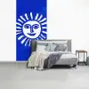 Zon - Gezicht - Penseelstructuur - Blauw fotobehang vinyl groot -slaapkamer
