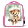 Leeuw - Dier - Kinderen - Jungle Kinderrugzak - Roze middel -3d