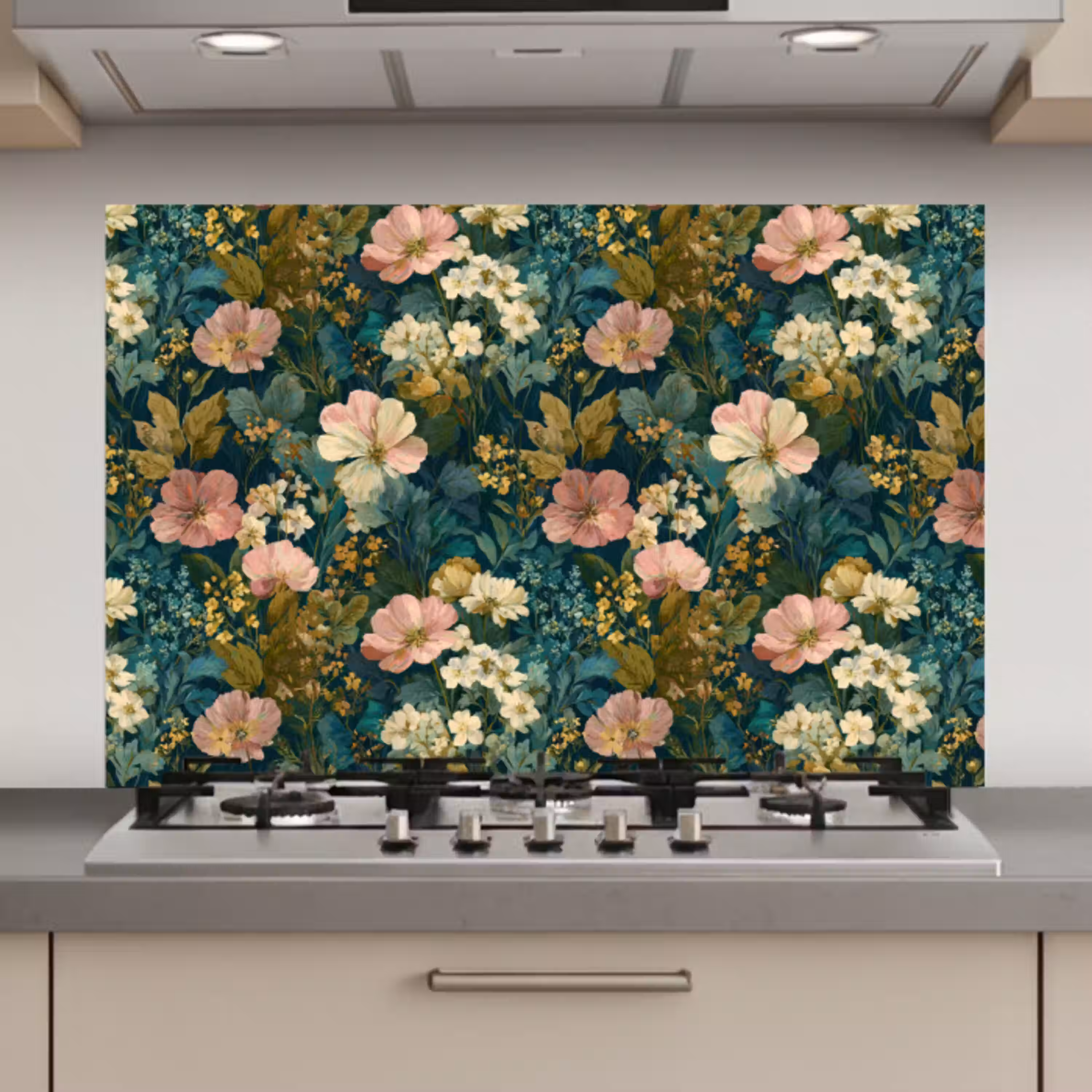 Wilde bloemen - Botanisch - Patroon - Roze - Romantisch keuken achterwand spatscherm klein 900 -3d_website