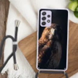 Roofvogel - Buizerd - Bruin Hoesje Samsung Galaxy A52 5G met koord klein -sfeer4