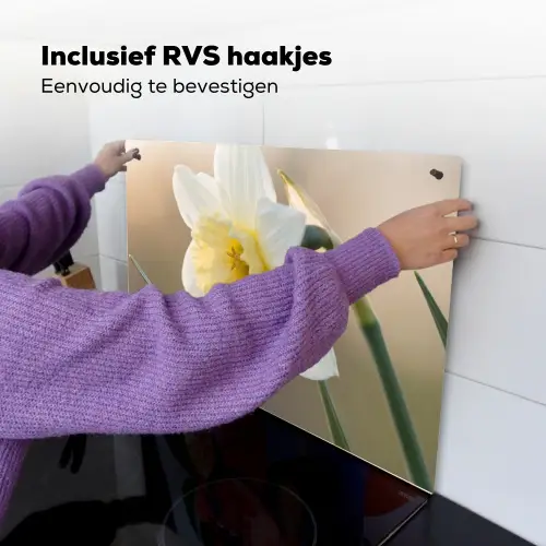 Narcis - Bloem - Minimalistisch Inductie beschemer met haakjes klein -ky-ophangen-nl