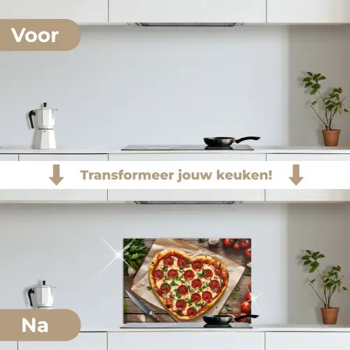 Pizza - Hart - Pepperoni - Tomaat keuken achterwand spatscherm klein -voor_na_NL