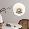 Theekop - Bladeren - Blauw Wandcirkel behangsticker klein -sfeer3
