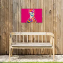 Lama - Kimono - Bloemenkrans - Felroze Tuinposter op houten frame 2 cm dik klein -sfeer4