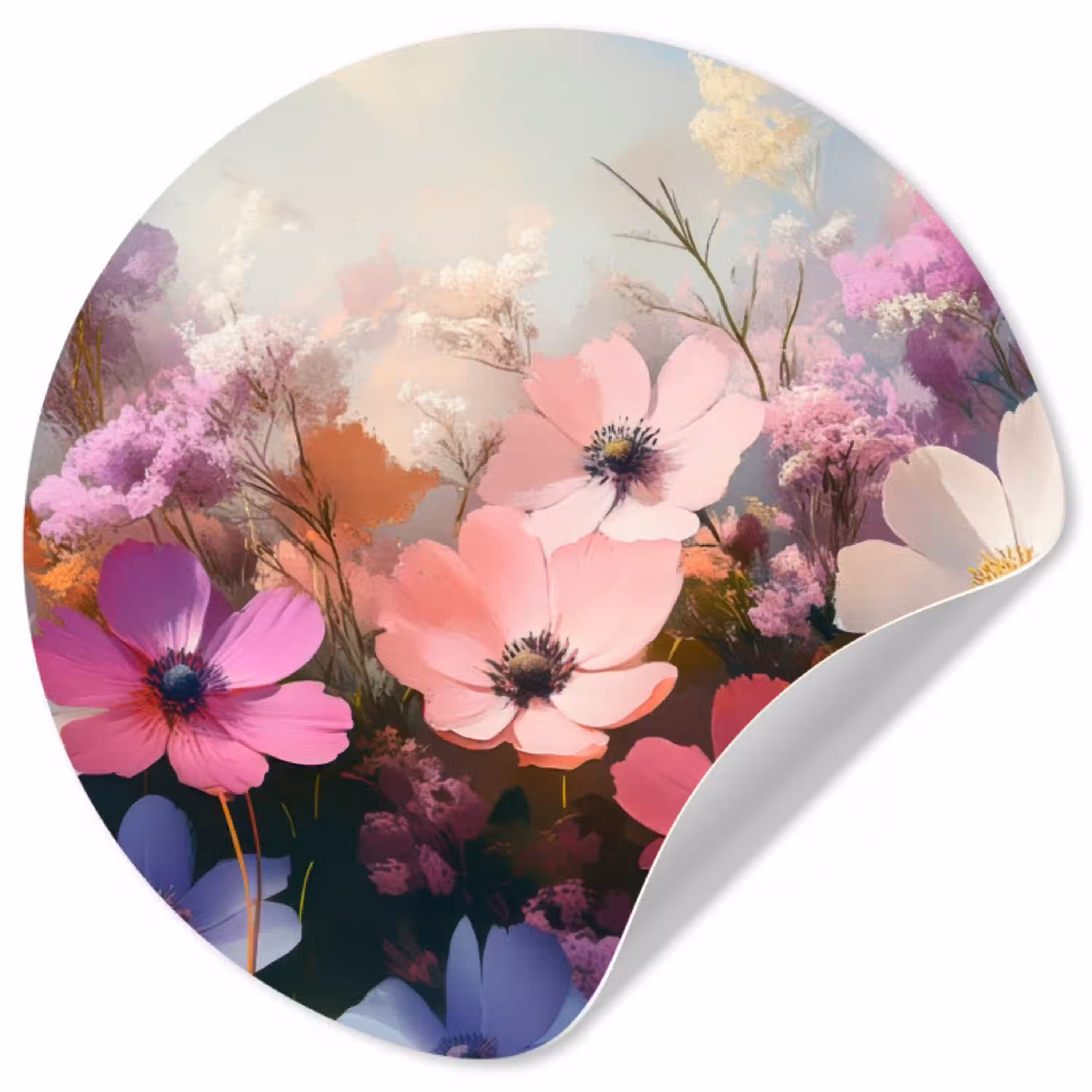 Bloemen - Kleurrijk - Bloei Wandcirkel behangsticker klein -3d