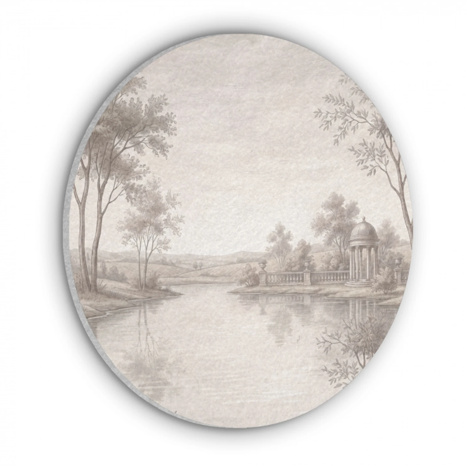 Terras - Water - Natuur - Landschap Akoestische PET Vilt - Rond klein -3d