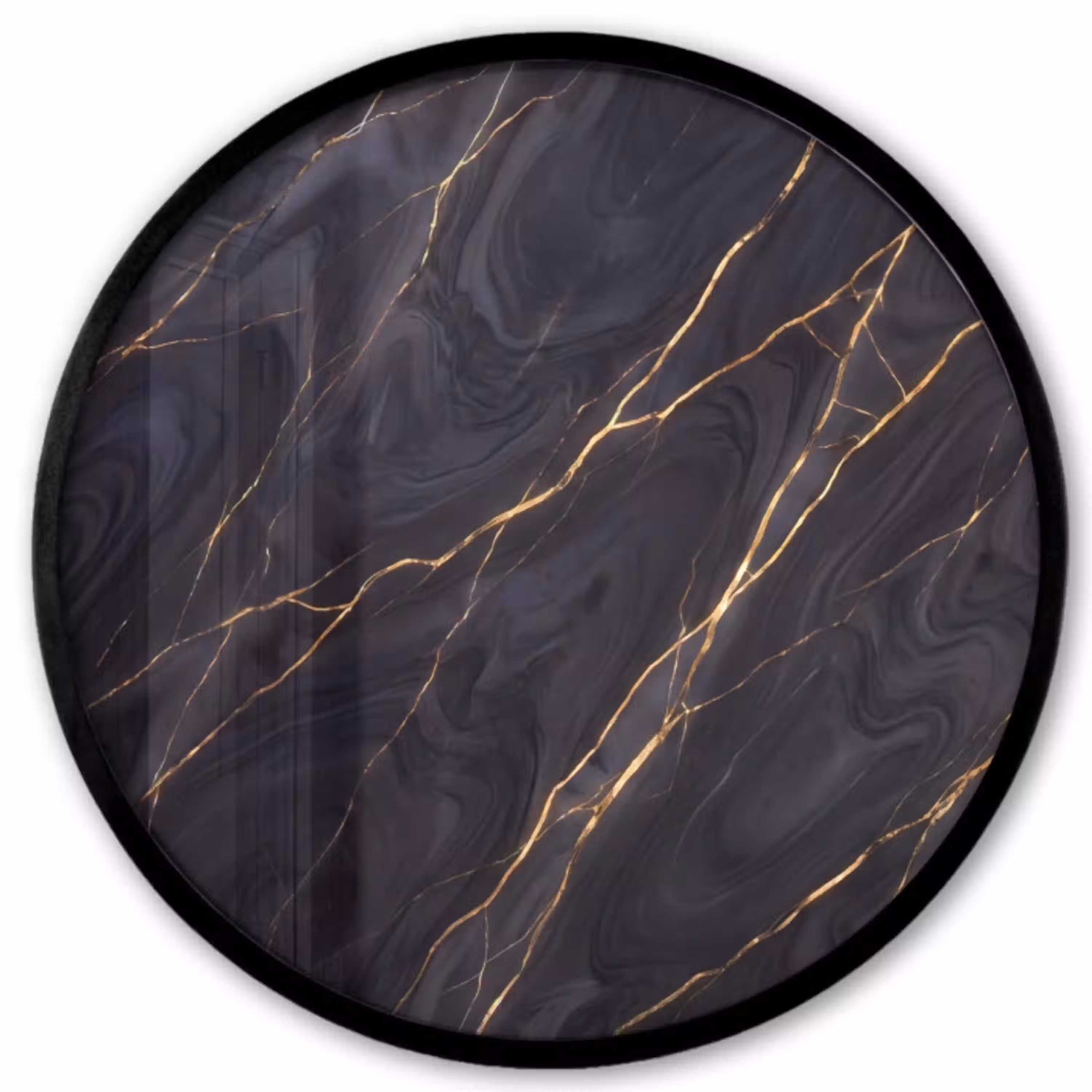 Marmer - Goudaders - Abstract - Modern - Zwart Fotolijst rond zonder passe partout klein -3d