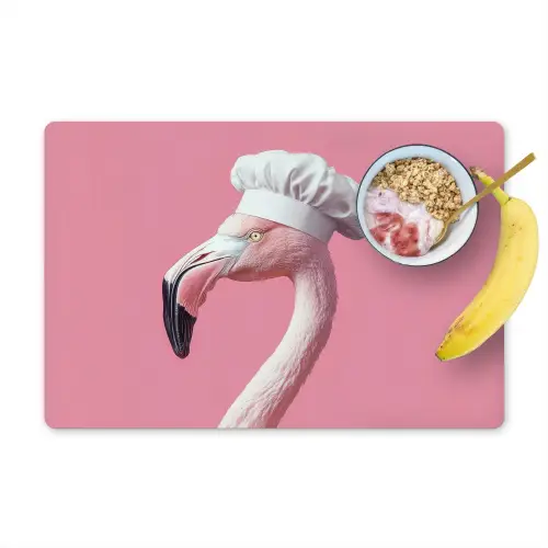 Flamingo - Roze - Koksmuts - Vogel Placemat vinyl groot -zzzproduct_Kitchenyeah-website