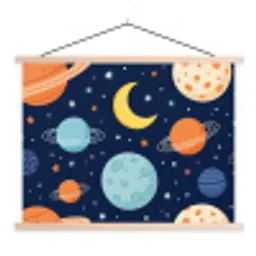 Ruimte - Planeten - Kleurrijk textielposter latten blank klein -3d