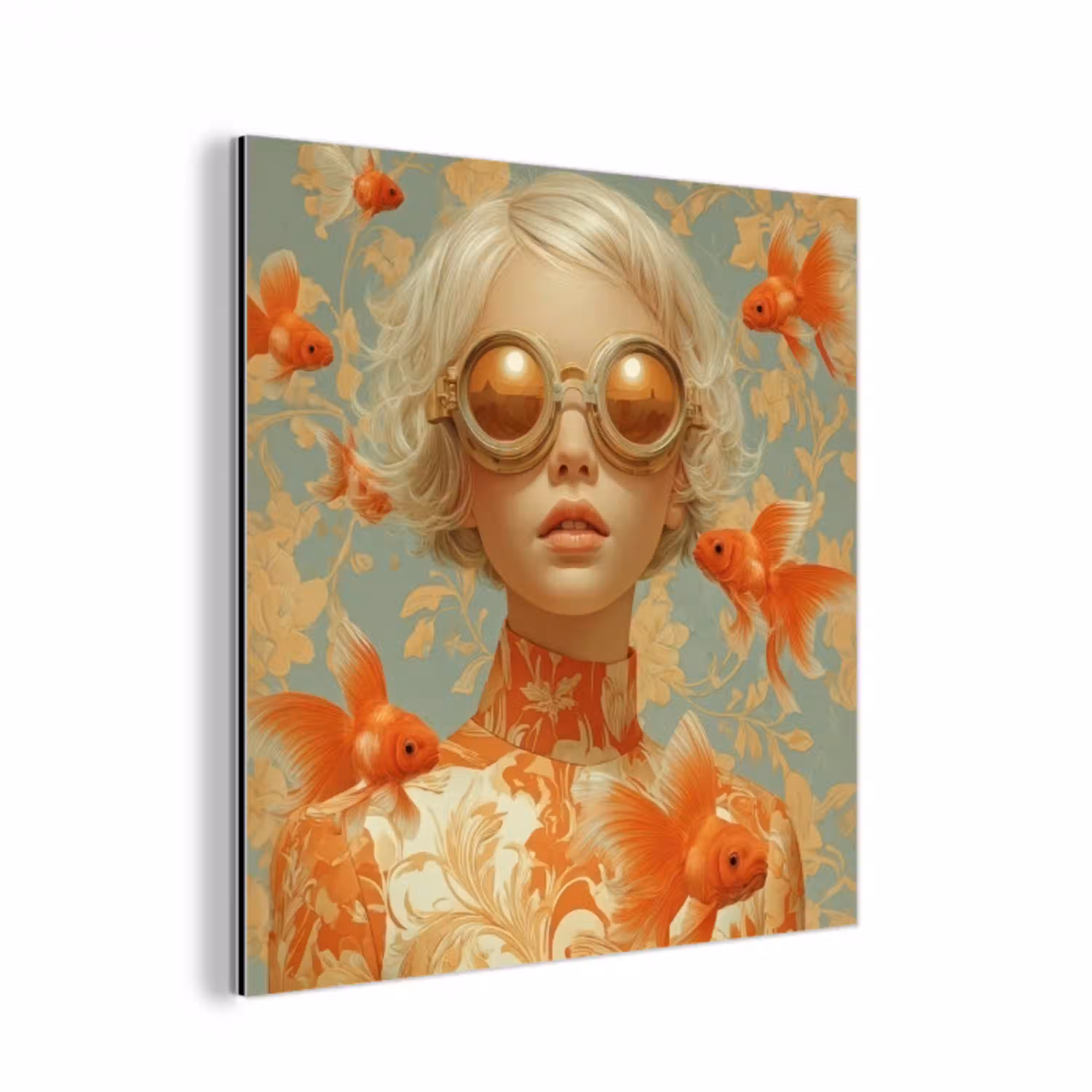 Goudvissen - Oranje - Vrouw - Blond aluminium wit klein -3d