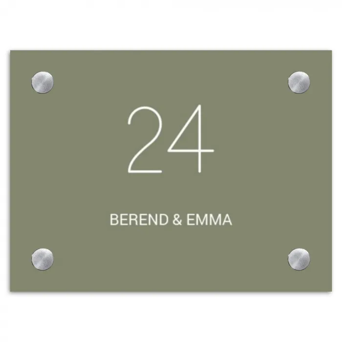 Olijfgroen - Klassiek Naambord Rechthoek middel -3d