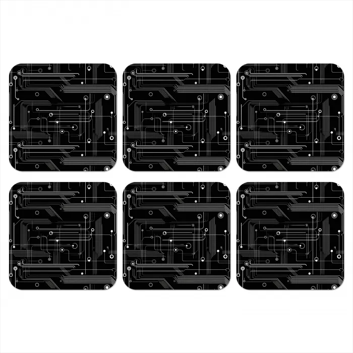 Gaming - Abstract - Lijnen - Rondjes - Zwart onderzetter kurk middel -3d