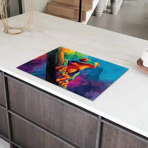 Kikker - Felgekleurd - Tak - Regenboog Inductie beschermer vinyl 3mm klein -sfeer8