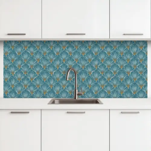 Symmetrisch - Patroon - Blauw keuken achterwand 2 middel 871 -3d