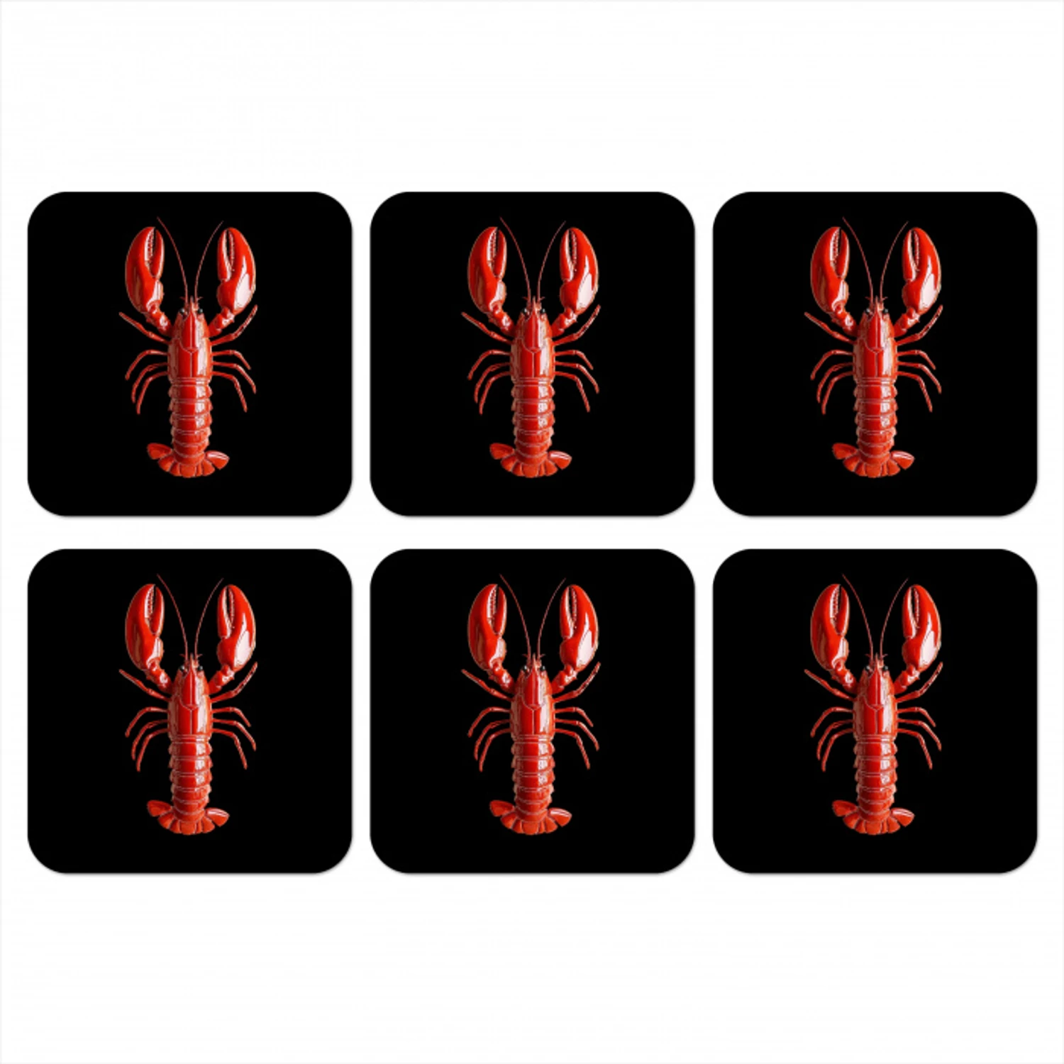 Kreeft - Glossier Rood - Zwart onderzetter kurk middel -3d