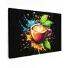 Koffie - Graffiti - Drinken - Abstract Tuinposter op houten frame 2 cm dik klein -3d