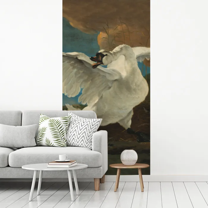 De bedreigde zwaan - Schilderij van Jan Asselijn fotobehang vinyl groot -woonkamer
