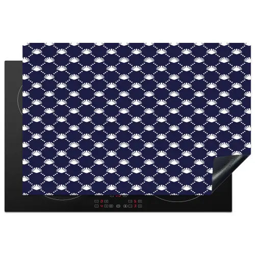 Oceaan - Schelp - Blauw - Wit Inductie beschermer vinyl 3mm klein 276 -3d