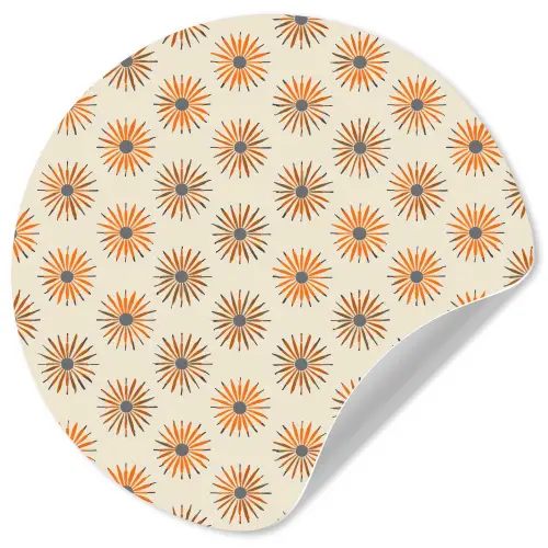 Madelief - Patroon - Oranje Wandcirkel behangsticker klein 186 -3d