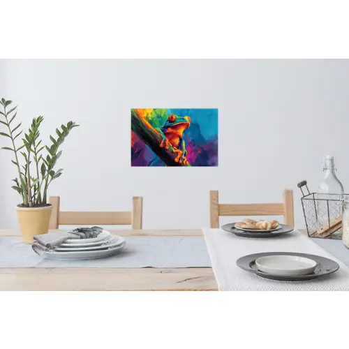 Kikker - Felgekleurd - Tak - Regenboog Muursticker klein -eettafel