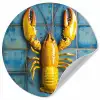 Kreeft - Geel - Blauw - Tegels Wandcirkel behangsticker klein -3d