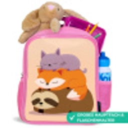 Luiaard - Vos - Kat - Slaperig Kinderrugzak - Roze middel -inhoud_DE