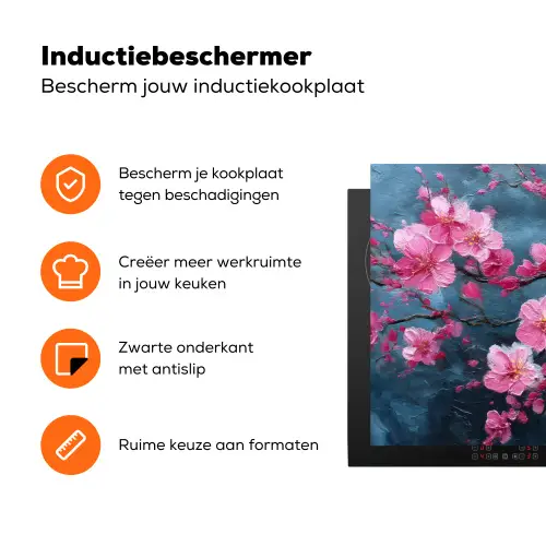 Bloem - Bloesems - Roze - Abstract Inductie beschermer vinyl 3mm klein -zzzzzzz-td-ups