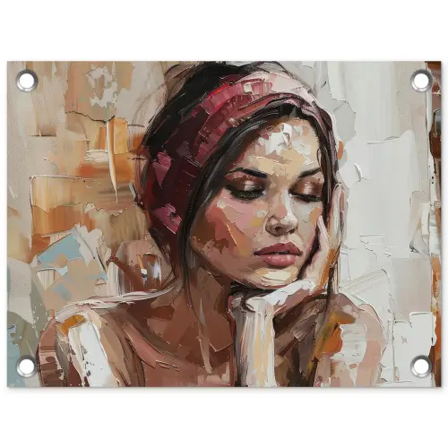Vrouw - Verflook - Portret - Modern tuinposter los doek klein -3d