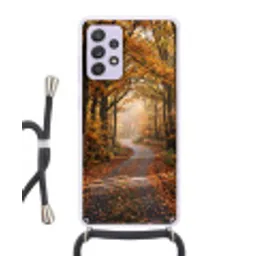 Bospad - Herfstbos - Bladeren - Oranje - Nostalgisch Hoesje Samsung Galaxy A52 5G met koord klein -3d