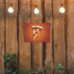 Pizza - Kaas - Rood - Pepperoni tuinposter los doek klein -sfeer1