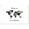 Avontuur - Quote - Wereldkaart - Zwart tuinposter los doek groot -3d