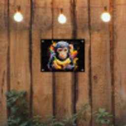 Aap - Graffiti - Kleurrijk - Bananen - Modern tuinposter los doek klein -sfeer1